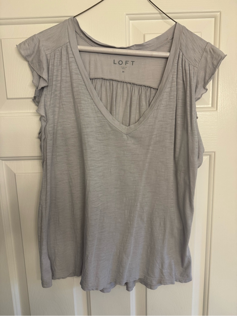 LOFT Light Gray V-Neck Flutter Sleeve Camisole